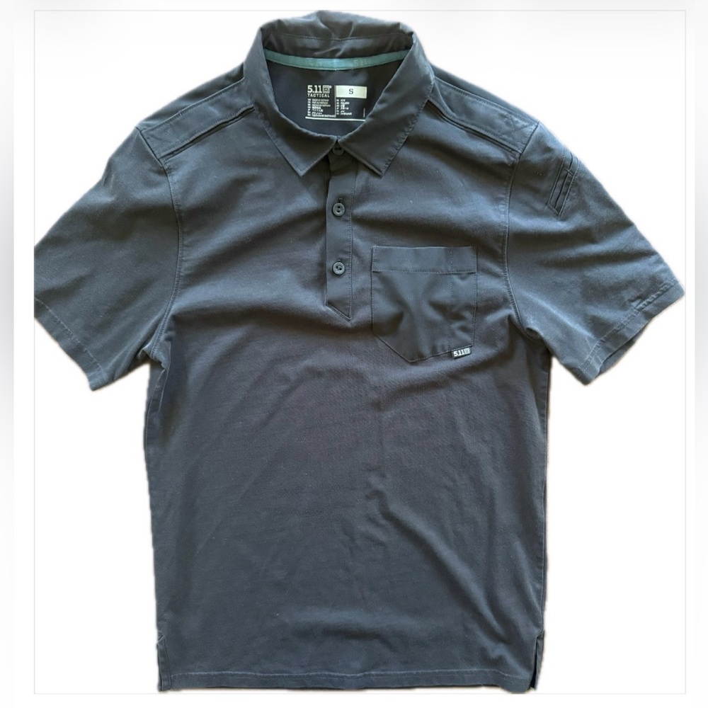 5.11 Tactical Men's Black Short Sleeve Polo Shirt Small Axis